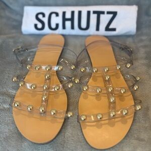 Schutz Yarin Strapped Studded Jelly Sandals Size 8